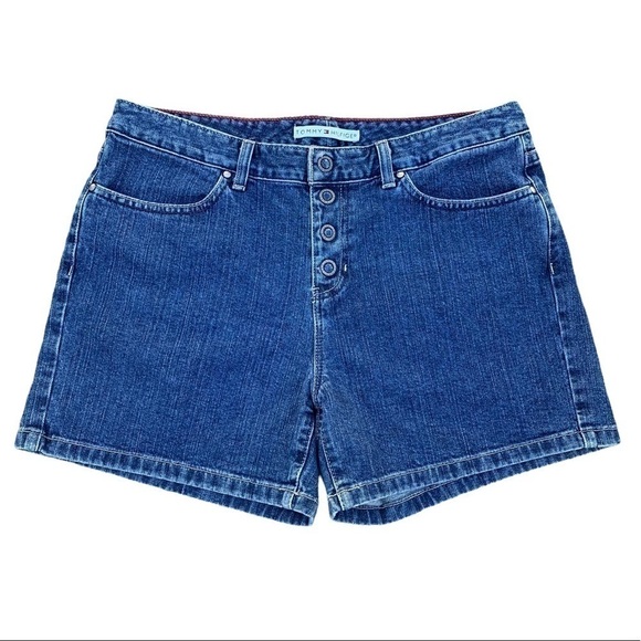 TOMMY HILFIGER Y2K High Waisted Mom Shorts in Medium Wash Size 8 - Picture 1 of 10